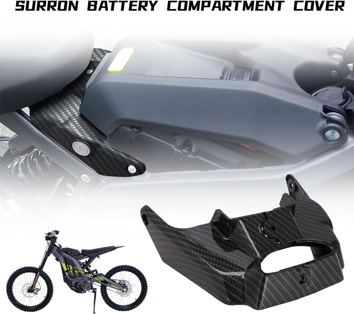 Surron Battery Lock Cover Sur Ron Battery Compartment Protect Carbon Fiber Pattern for Surron Light Bee X/S Electric Dirt Bike